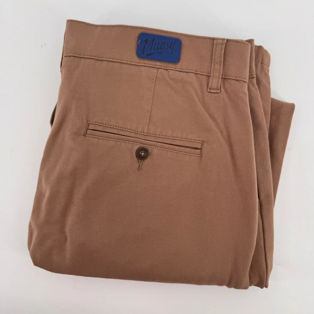 Mugsy Belmonts Chino‎ Pants Mens 35x32 Brown Stretch Cotton Blend K6PNBG